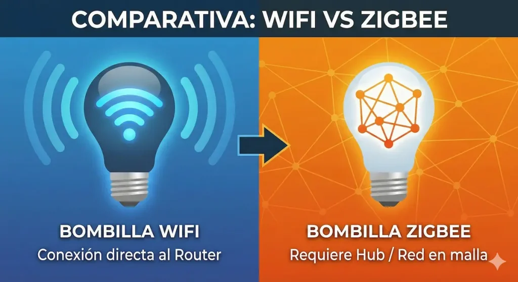 Diferencia consumo bombilla wifi y zigbee.