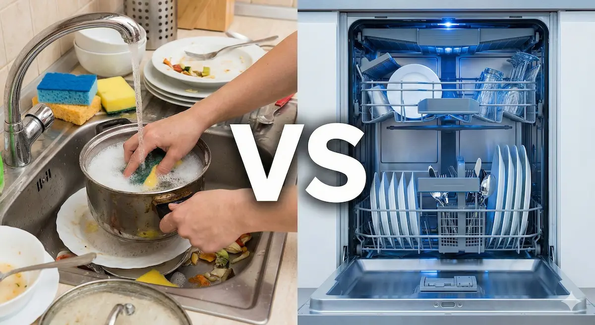 Comparativa lavar a mano vs lavavajillas consumo agua.