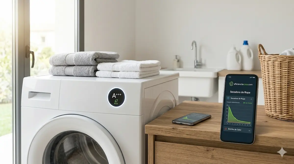 Consumo de secadora de ropa eficiente con bomba de calor
