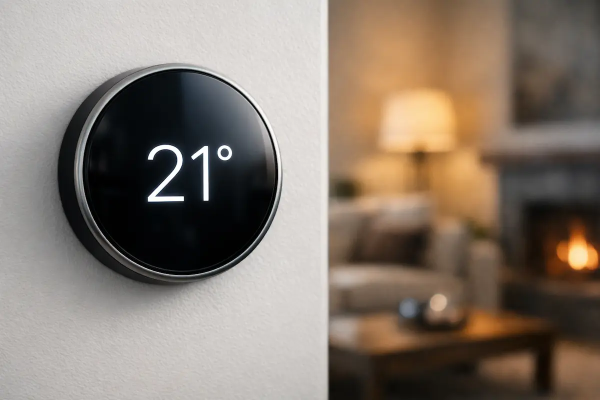 Uno de los mejores termostatos inteligentes del mercado controlando la temperatura del salón.